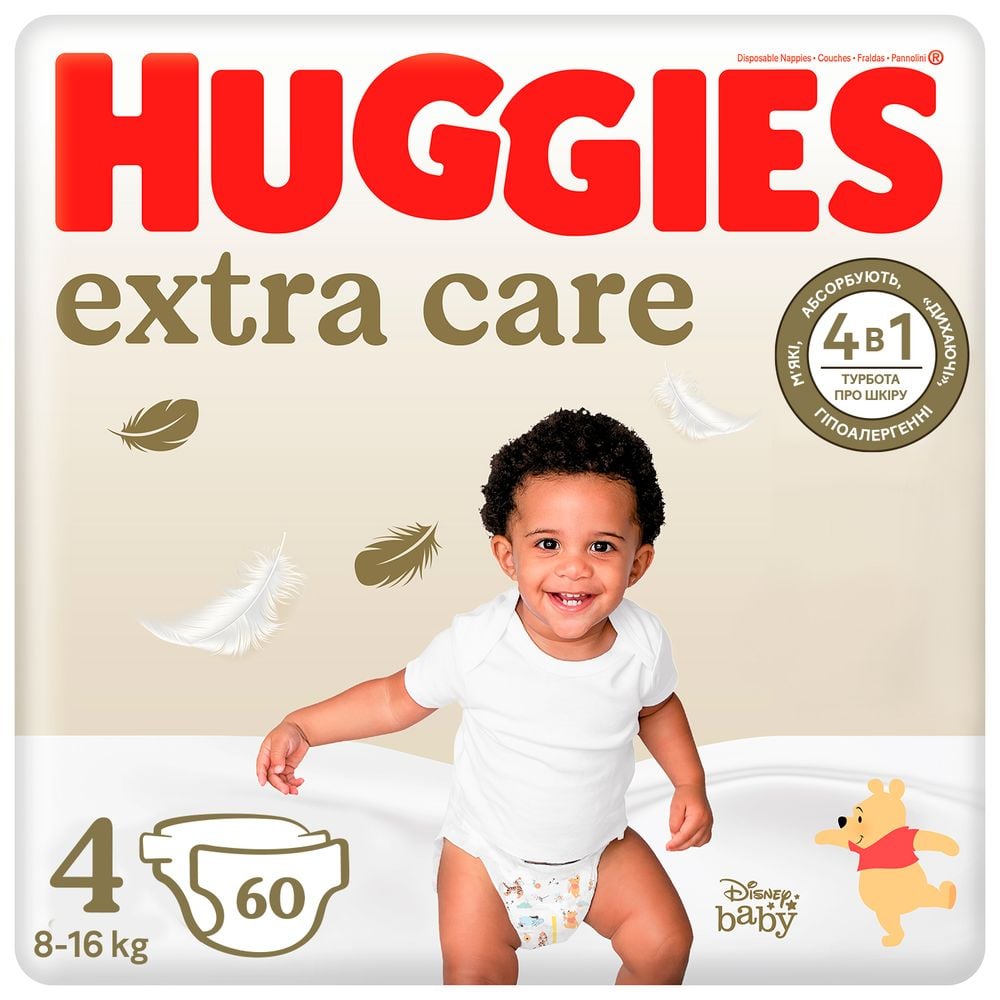 Підгузки Huggies Extra Care 4 (8-14 кг), 60 шт. - фото 1