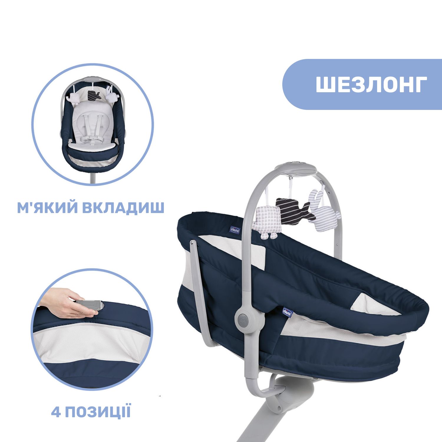 Кроватка-стульчик Chicco Baby Hug Air 4в1, синий (79193.39.00) - фото 6