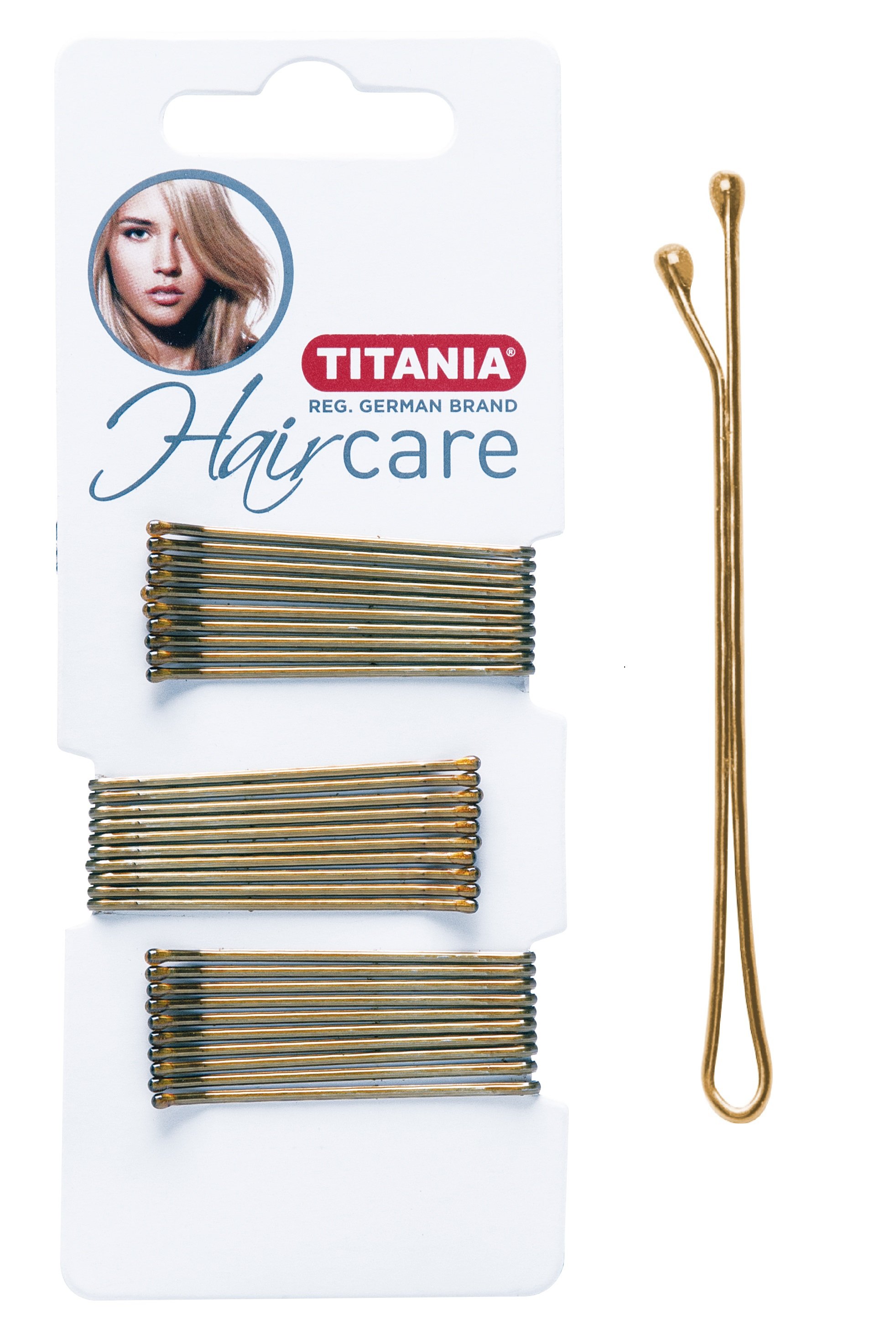 Невидимки для волос Titania, 5см, золотистые, 30 шт. (8061/А) - фото 1