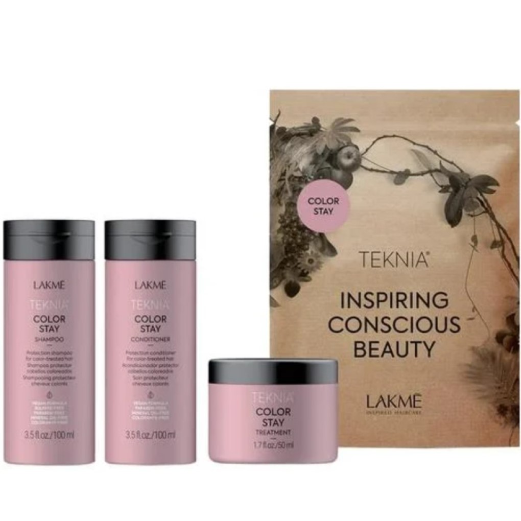 Дорожній набір Lakme Color Stay Travel Pack для фарбованого волосся: шампунь 100 мл + кондиціонер 100 мл + маска 50 мл - фото 1