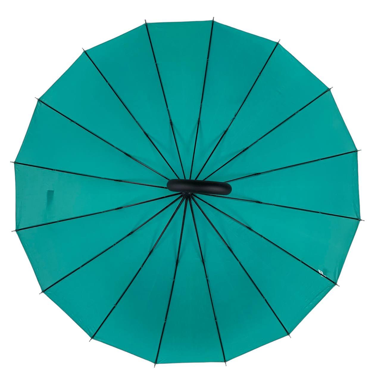 Жіноча парасолька-палиця напівавтомат Toprain 100 см бірюзова - фото 3