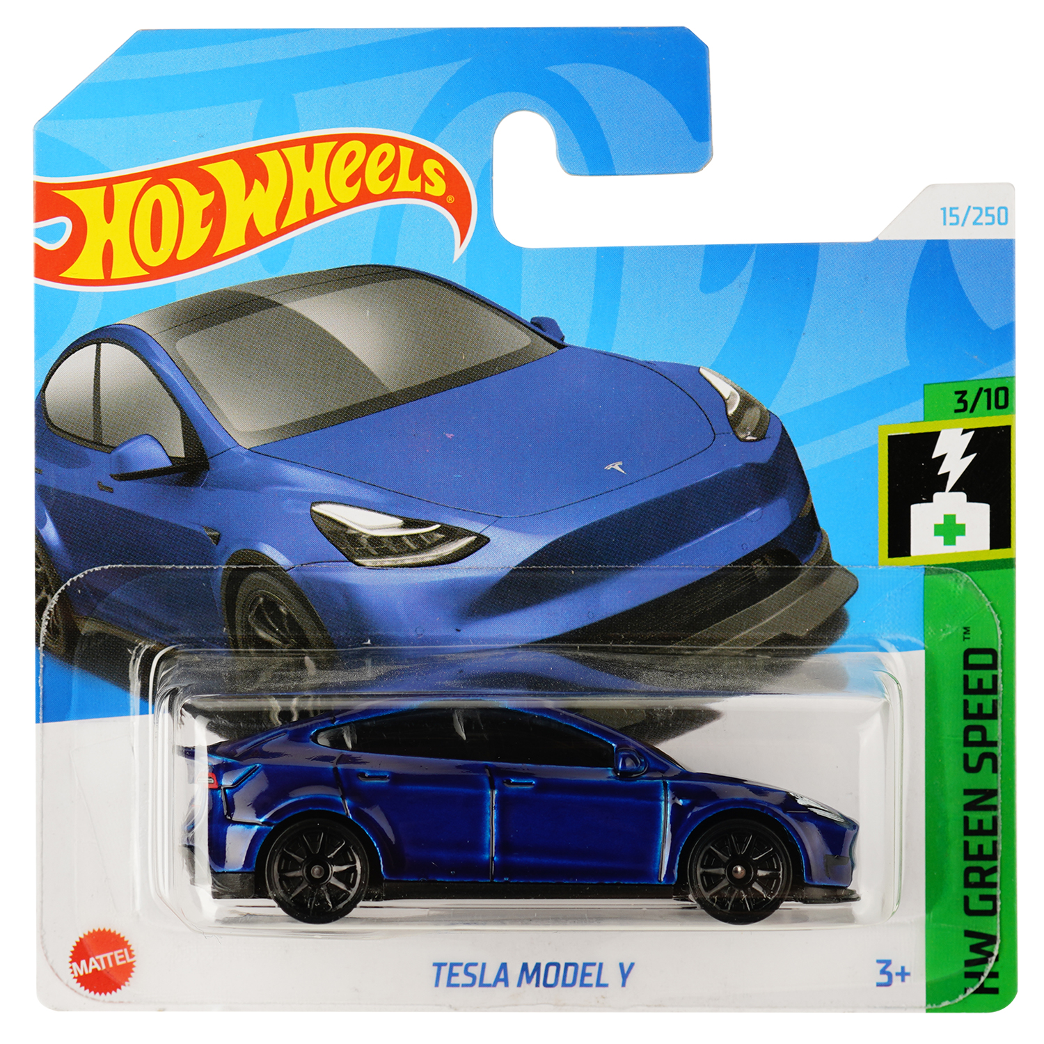 Базовая машинка Hot Wheels HW Green Speed ​​Tesla Model Y синяя (5785) - фото 1