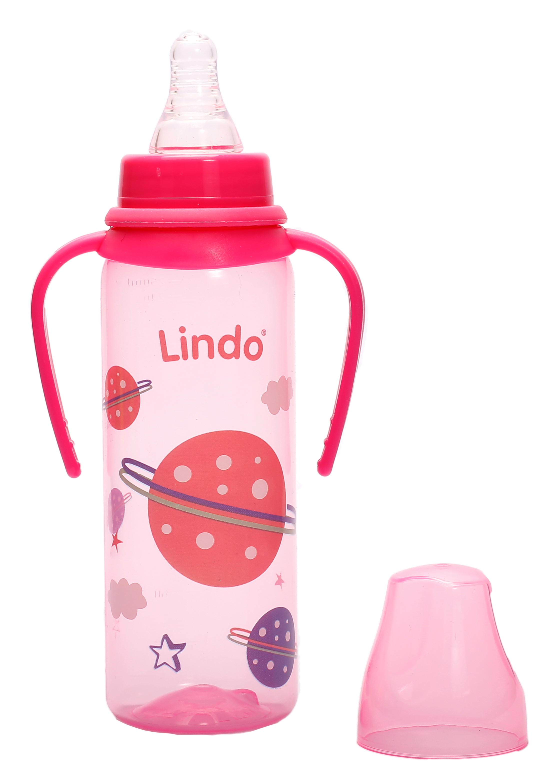 Пляшечка для годування Lindo, з ручками, 250 мл, рожевий (Li 139 роз) - фото 2