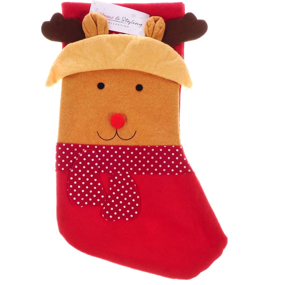 Інтер'єрна шкарпетка для подарунків Offtop Олень червона (855066) - фото 1