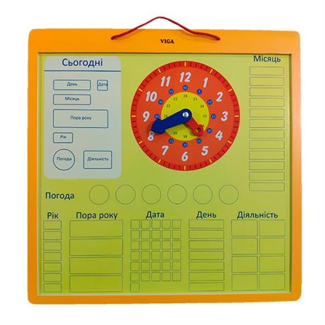 Магнітний календар Viga Toys з годинником, українською мовою (50377U) - фото 4