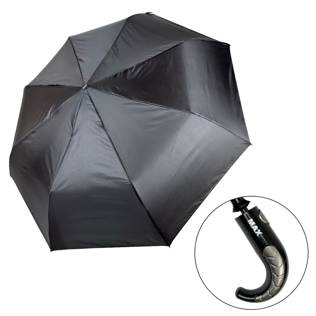 Чоловіча складана парасолька напівавтомат Max 99 см чорна - фото 3