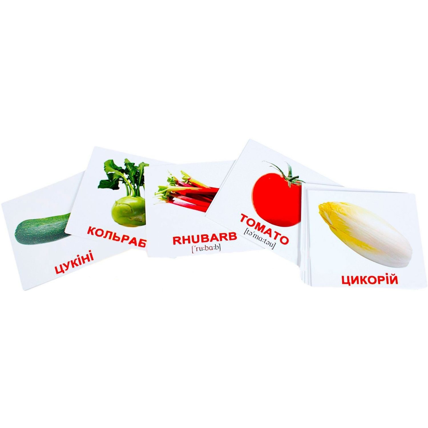 Набір карток Вундеркінд з пелюшок Овочі/Vegetables, укр.-англ. мова, 40 шт. - фото 1