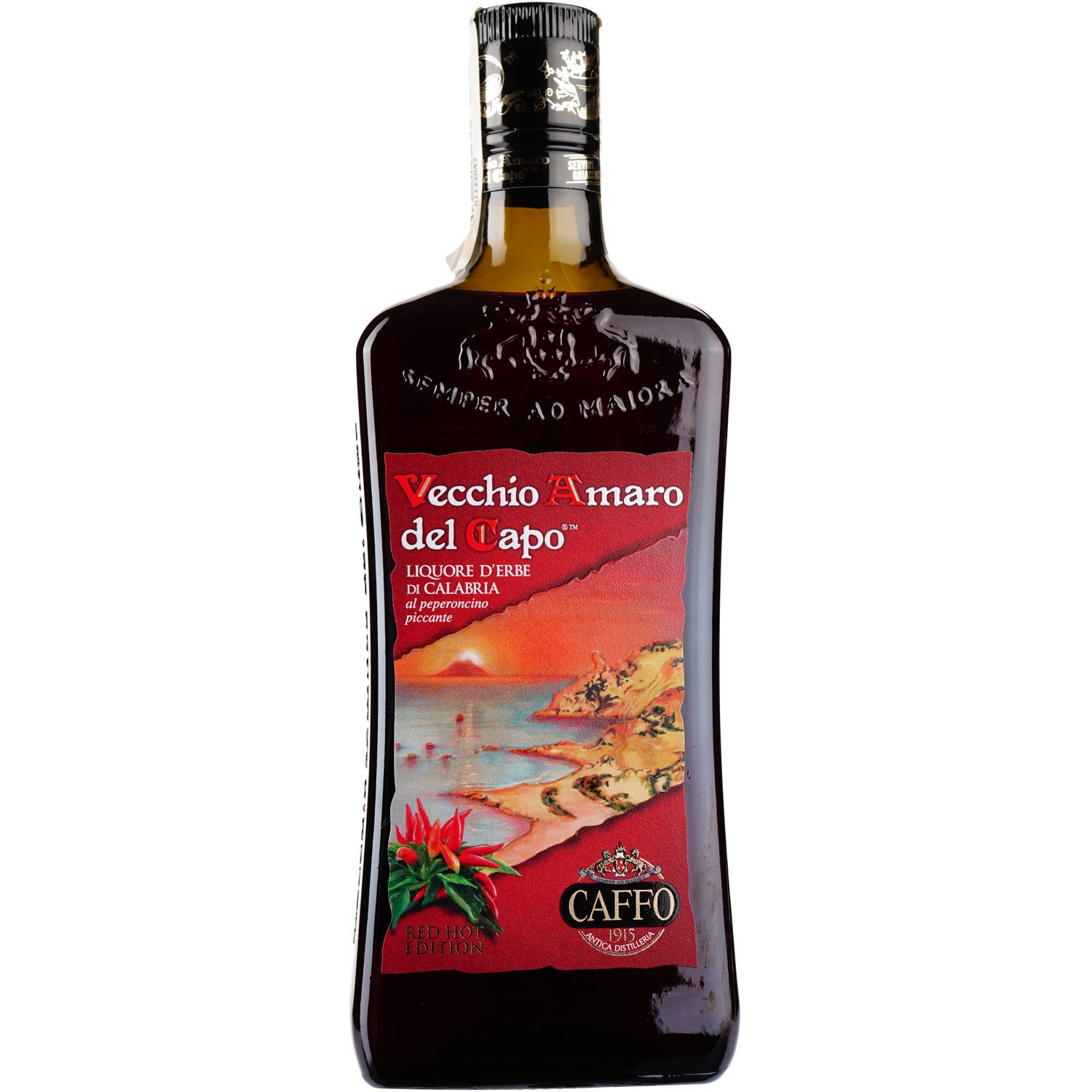 Лікер Caffo Vecchio Amaro del Capo Red Hot Edition, 35%, 0,7 л - фото 1