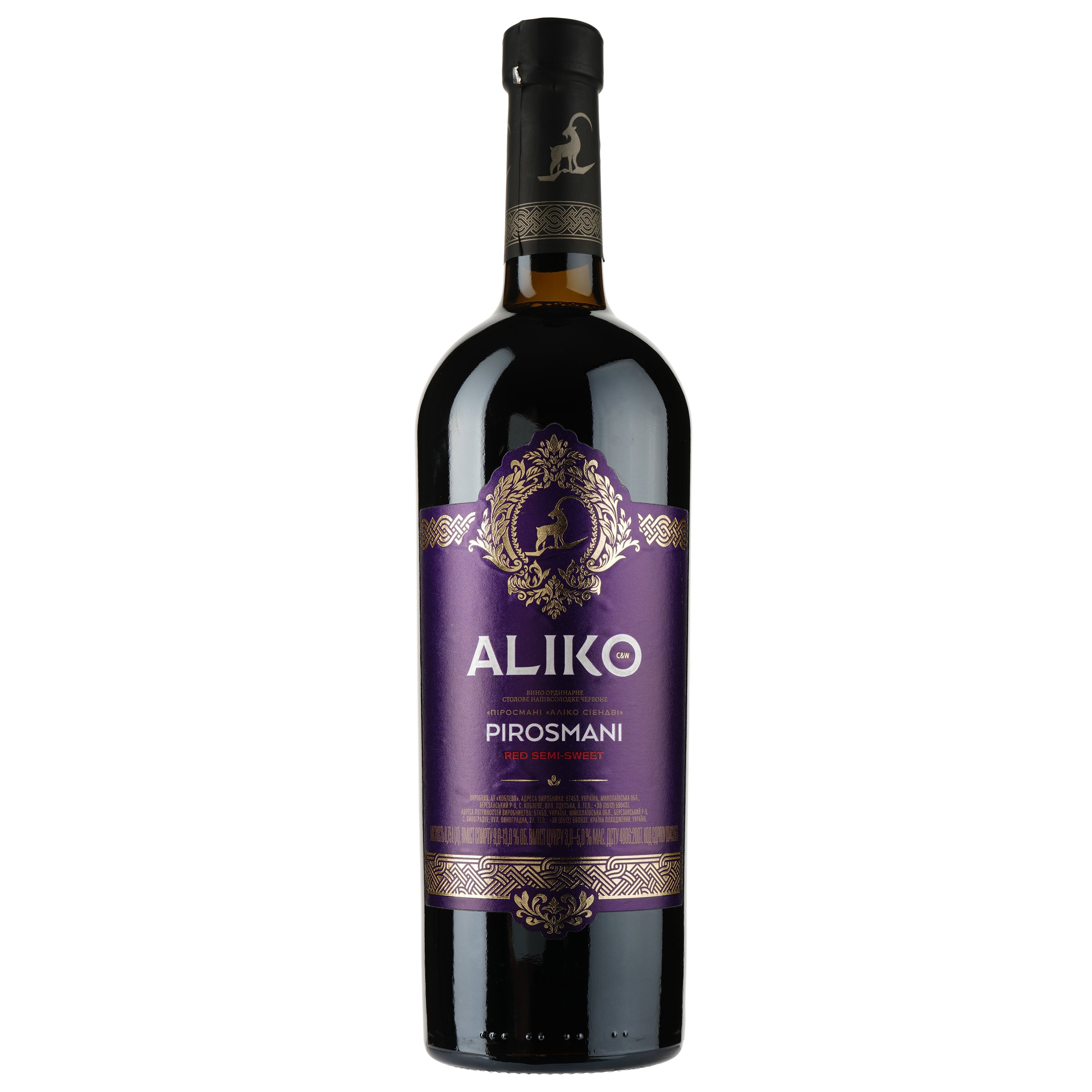 Вино Aliko Пиросмани, красное, полусладкое, 9-13%, 0,75 л - фото 1