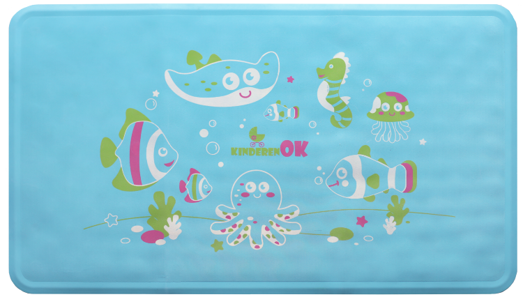 Дитячий гумовий килимок для ванної KinderenOK, розмір M, 58х34 см, блакитний з малюнком (071115) - фото 1