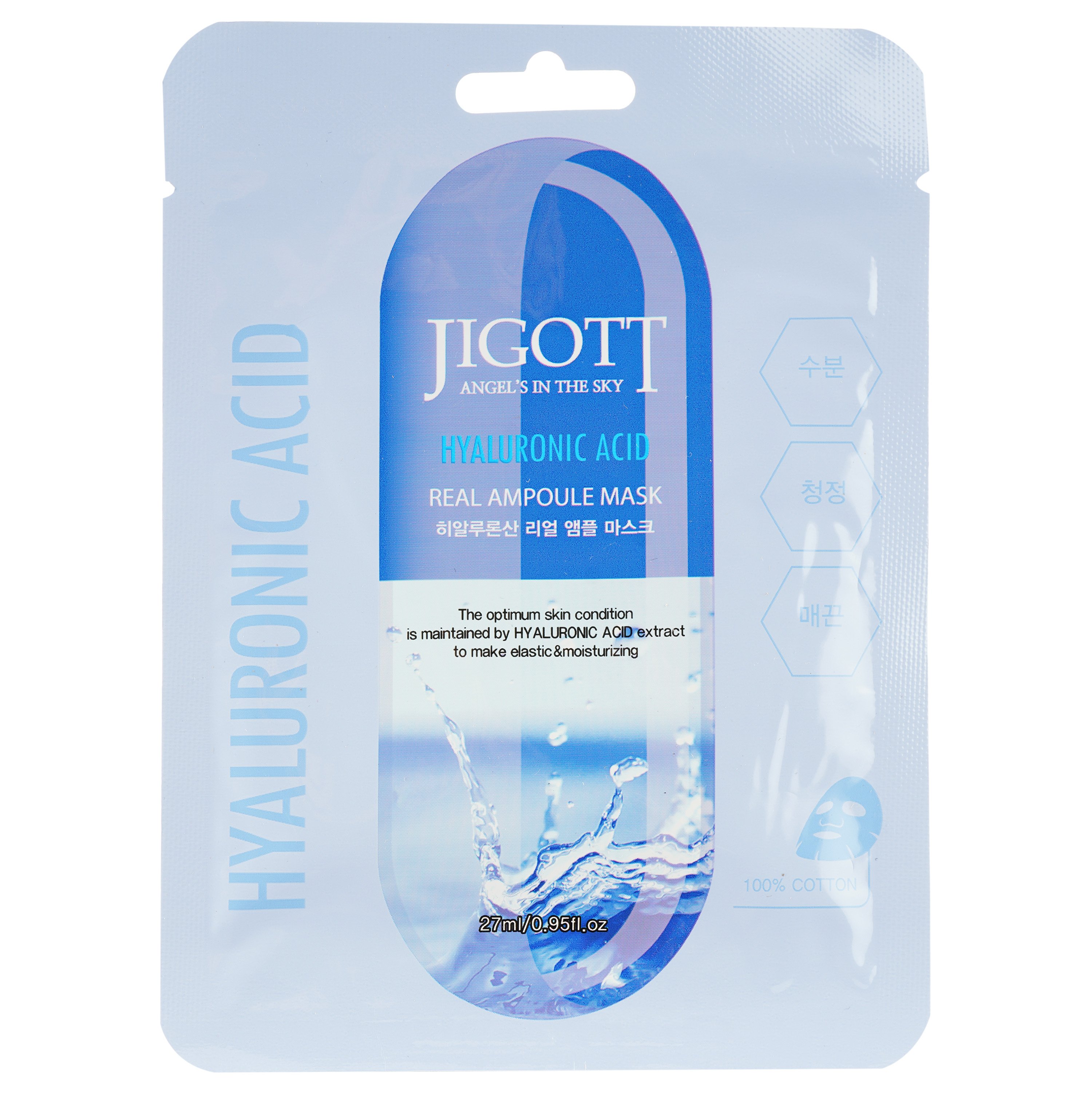 Маска для обличчя Jigott Hyaluronic Acid Real Ampoule Mask 27 мл - фото 1