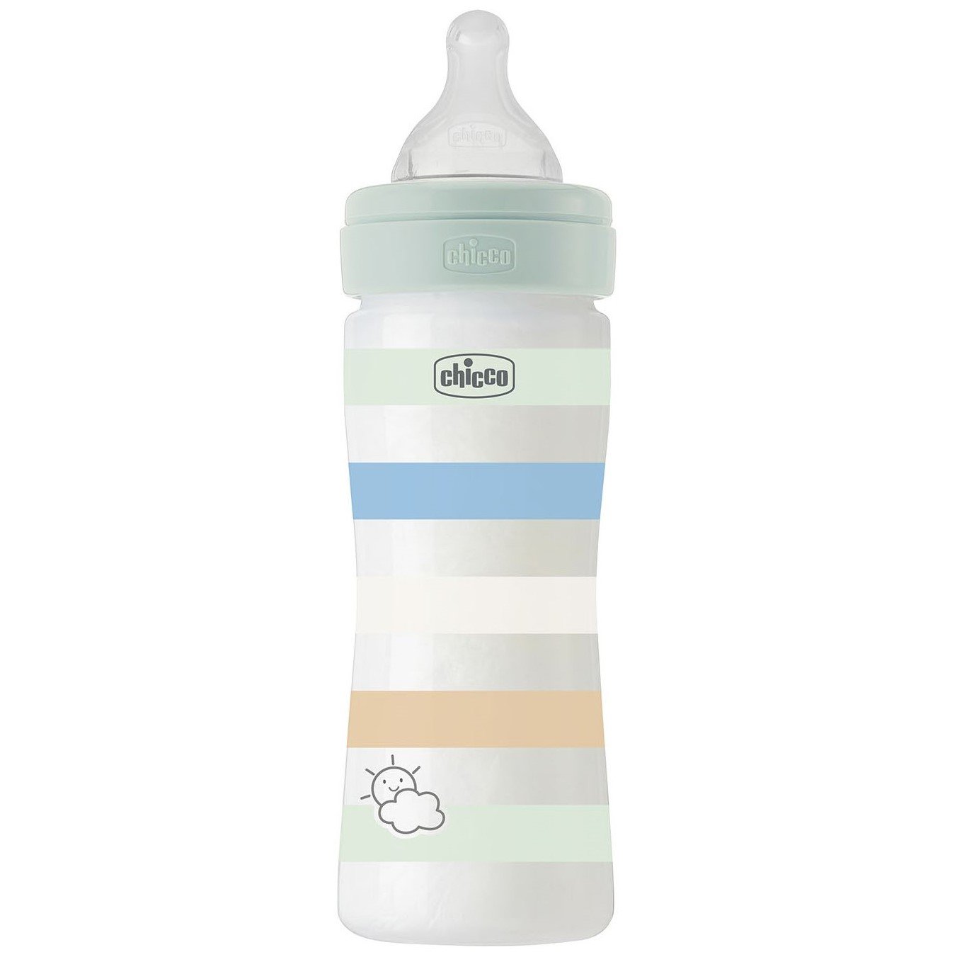 Пляшечка для годування Chicco Well-Being Colors, з силіконовою соскою 2м+, 250 мл, м'ятна (28623.21) - фото 1