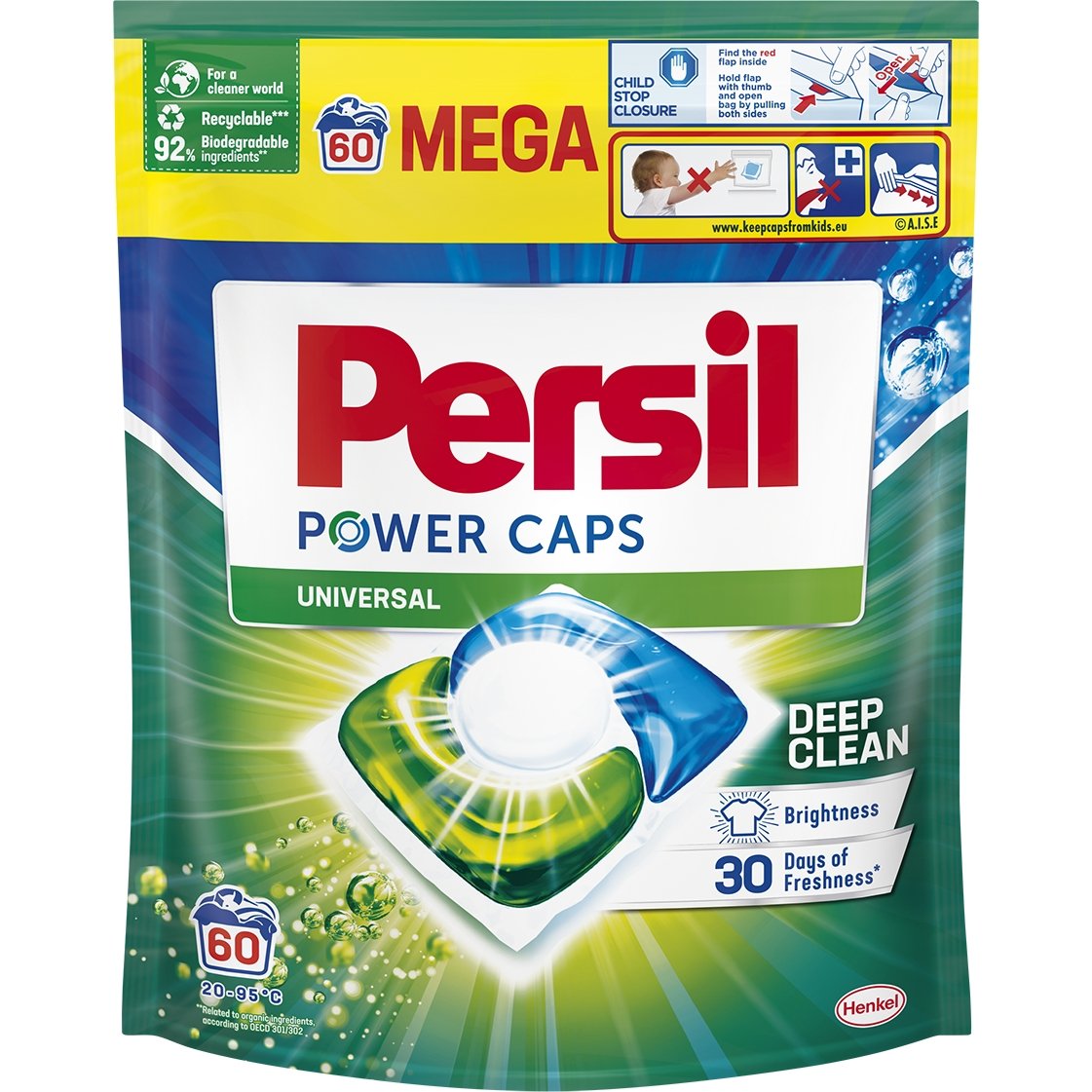 Капсулы для белых и светлых вещей Persil Power Caps Universal Deep Clean 60 циклов стирки - фото 1