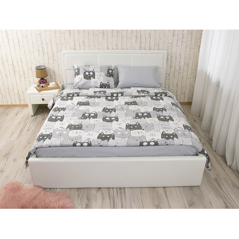 Комплект постельного белья Руно Grey Cat бязь набивная двуспальный серый (655.114Б_GreyCat) - фото 2