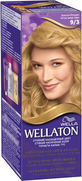 Стойкая крем-краска для волос Wellaton, оттенок 9/3 (золотой блондин), 110 мл - фото 1