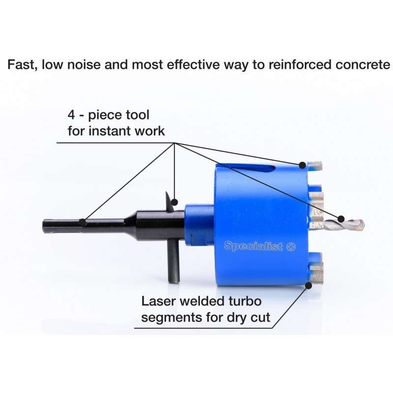 Коронка алмазна по бетону Specialist+ зі свердлом та тримачем 72 мм (11/2-9072) - фото 4
