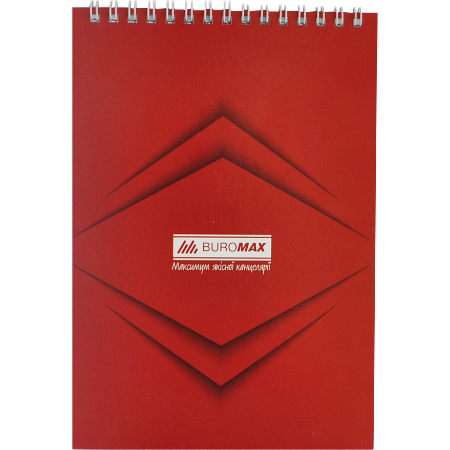 Блокнот на пружині зверху Buromax Monochrome Jobmax А-5, 48 аркушів червоний (BM.2474-05) - фото 1
