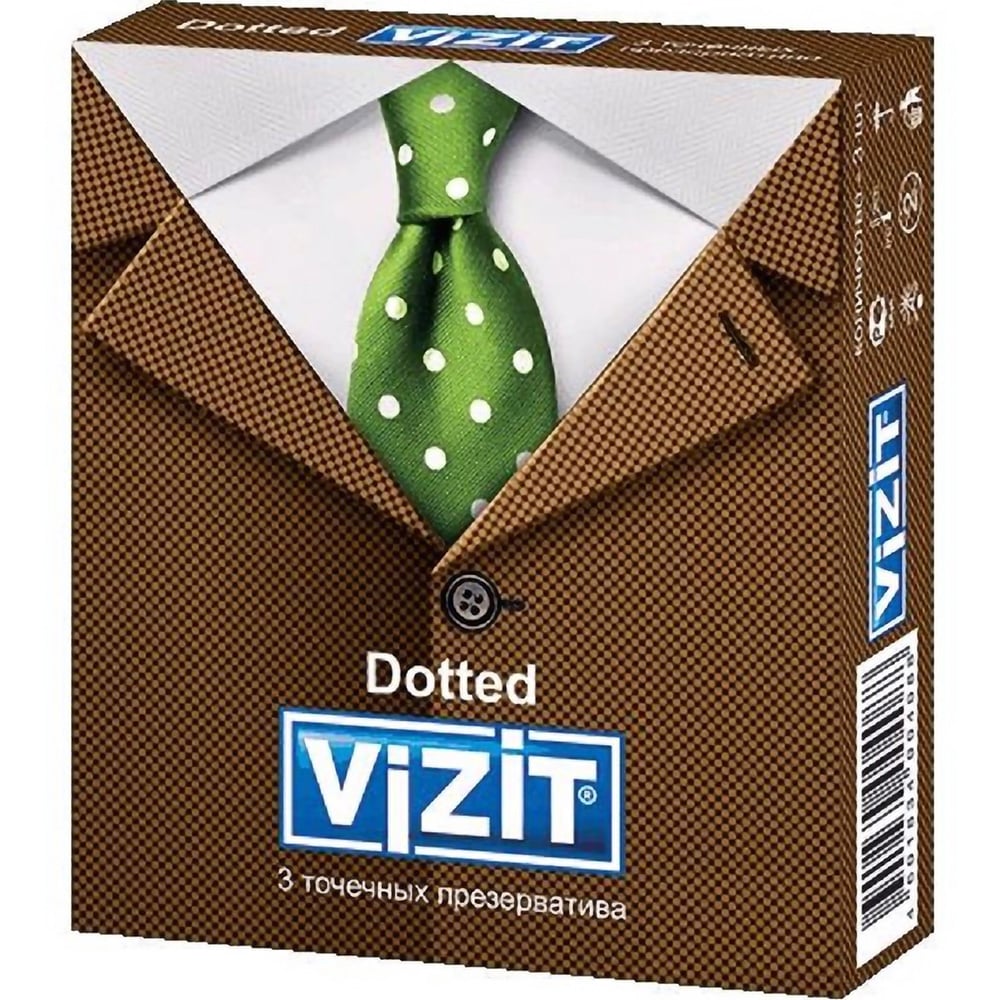 Презервативы латексные Vizit Dotted, с точечным рифлением, 3 шт. - фото 1