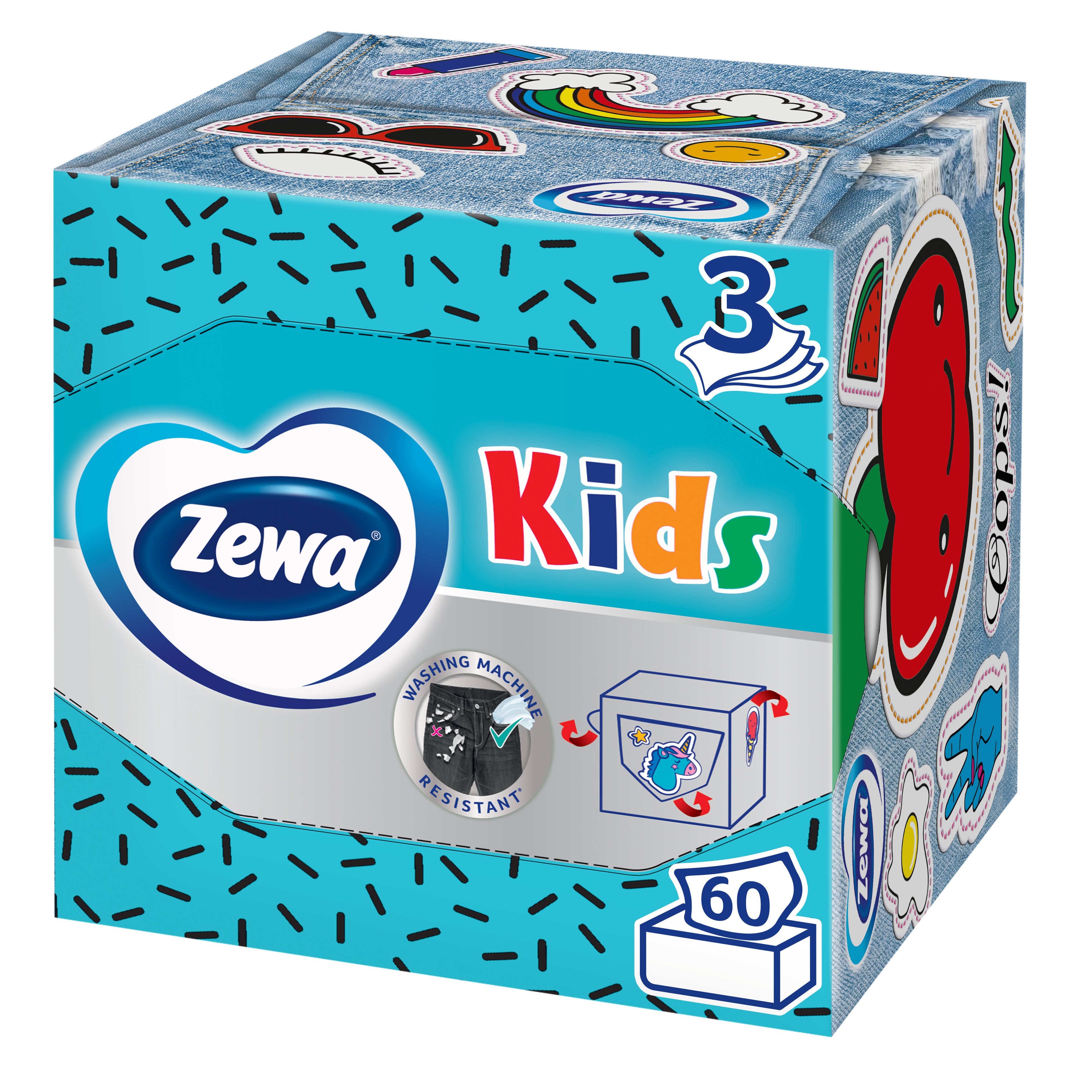 Серветки косметичні Zewa Kids Zoo Cube, тришарові, 60 шт. - фото 2