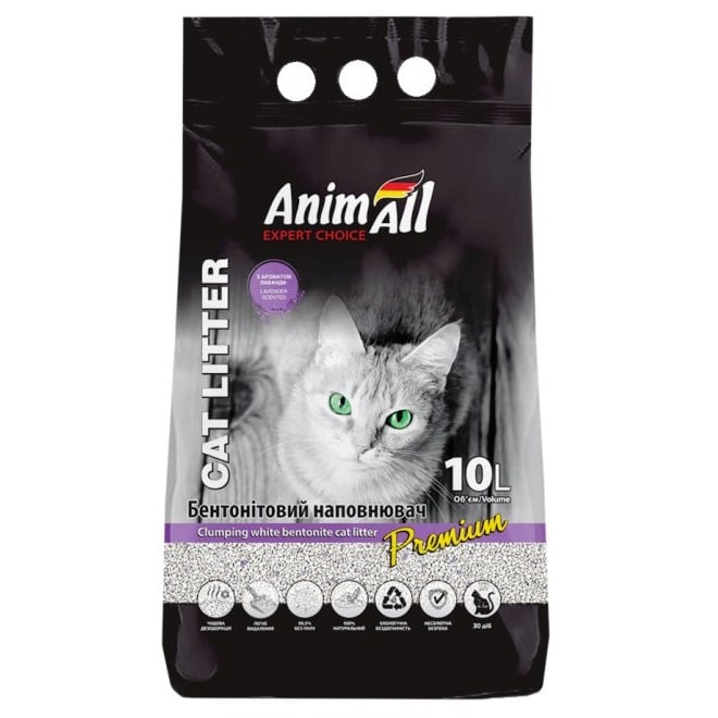 Бентонитовый наполнитель для кошачьего туалета AnimAll, с ароматом лаванды, 10 л, белый (144570) - фото 1