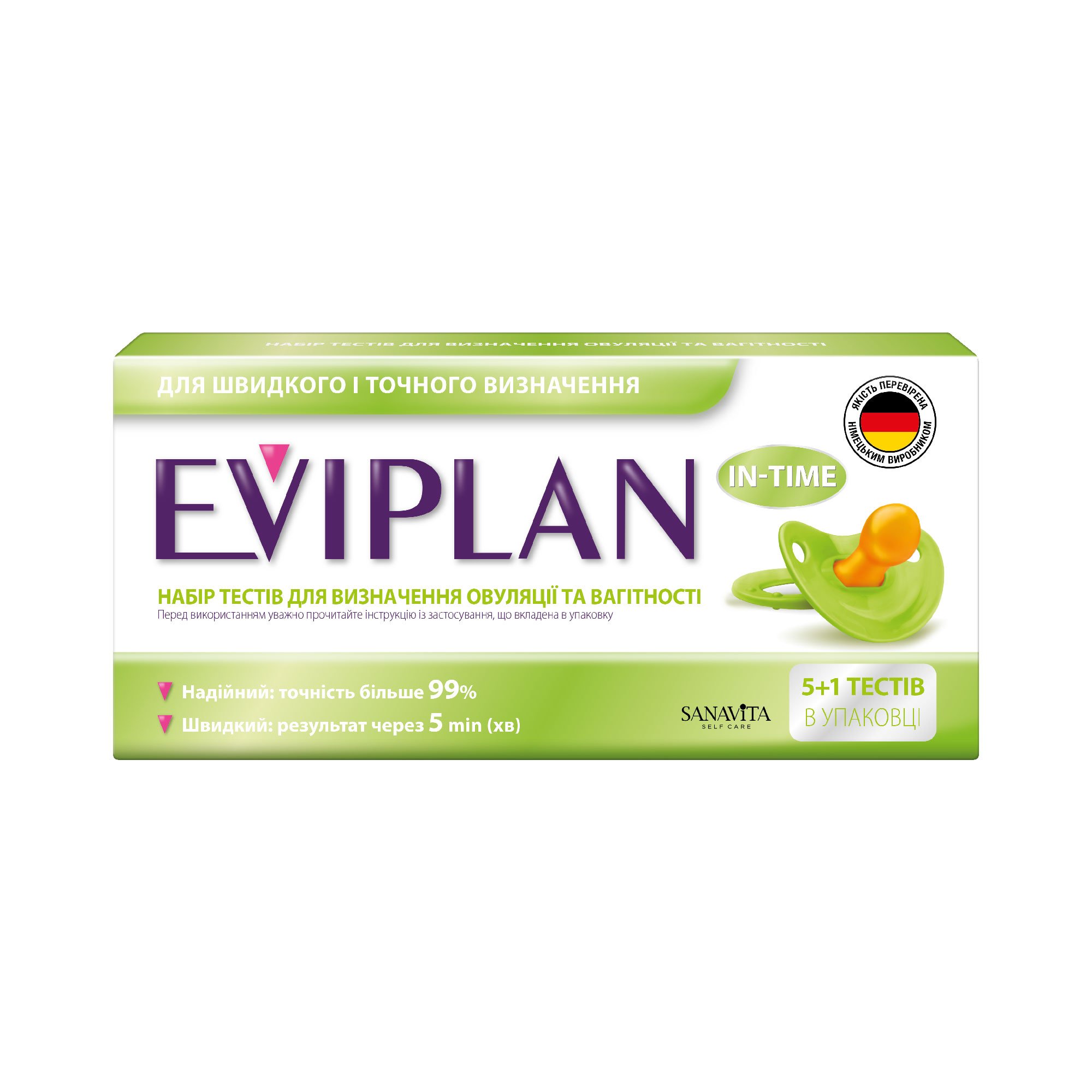 Набір тест-смужок Eviplan для визначення овуляції та вагітності, 5+1 шт. (4033033418036) - фото 1