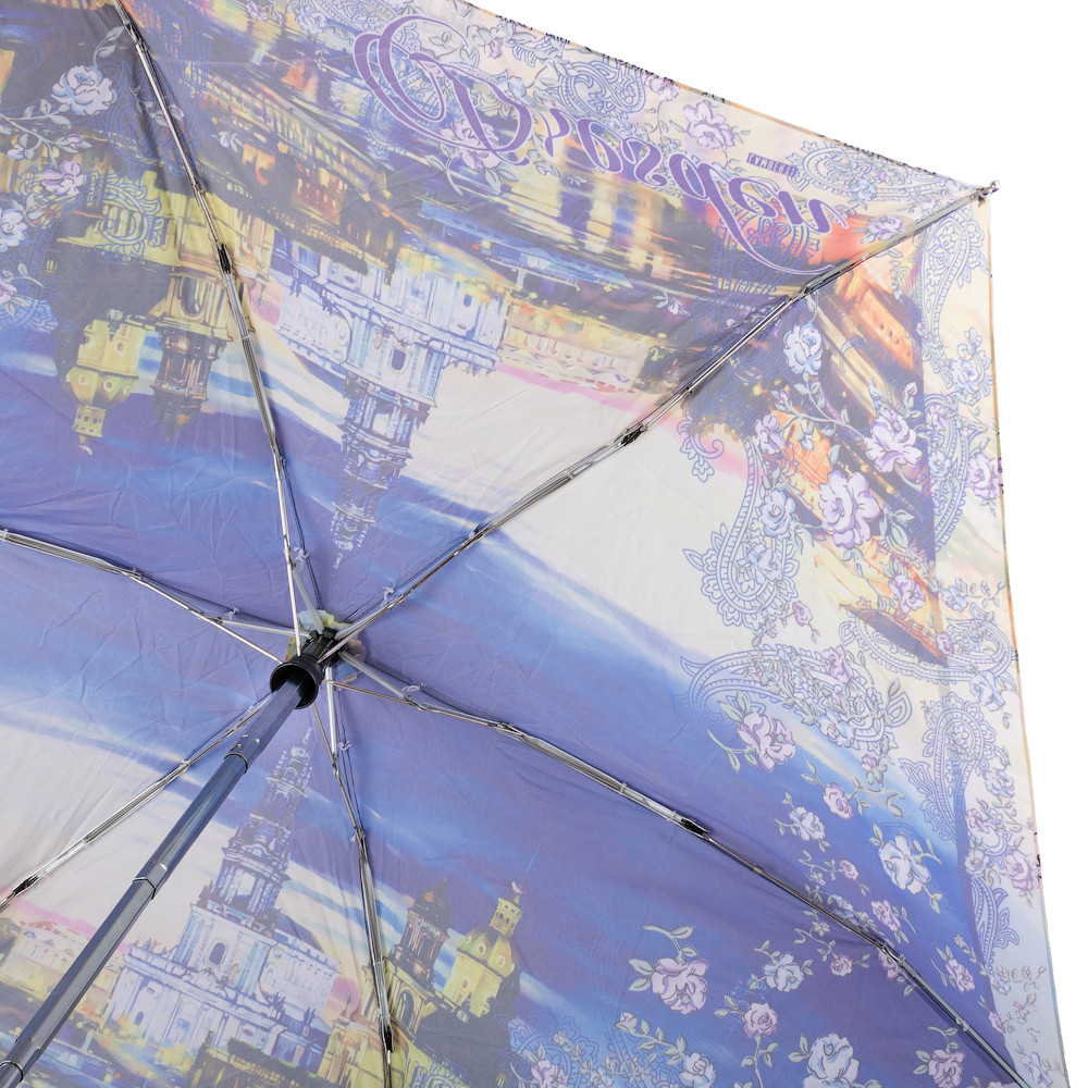 Женский складной зонтик полный автомат Lamberti 95 см синий - фото 3