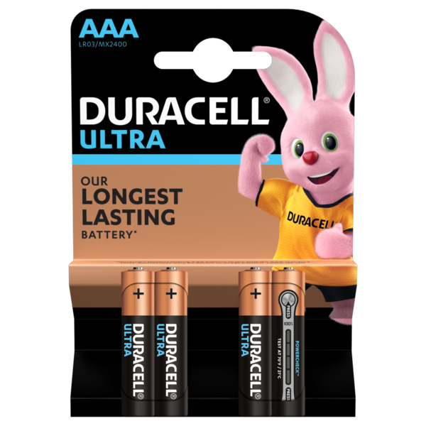 Щелочные батарейки мизинчиковые Duracell Ultra 1,5 V AAA LR03/MX2400, 4 шт. (5004806) - фото 2