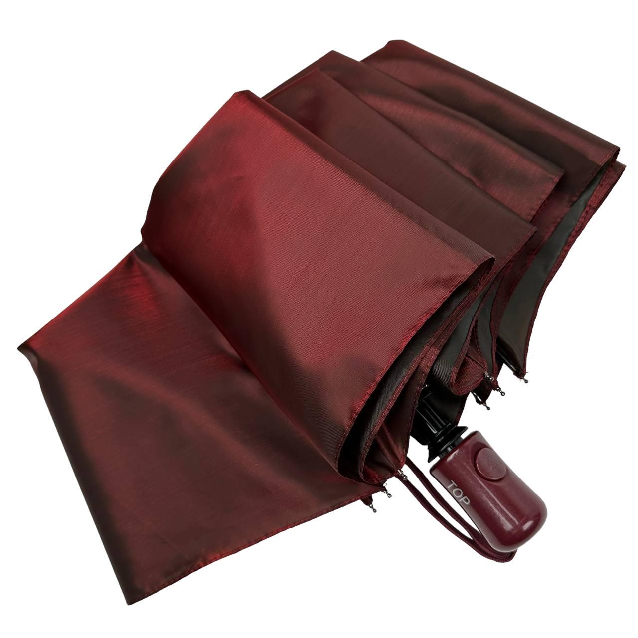 Женский складной зонтик полуавтомат Toprain 97 см бордовый - фото 5