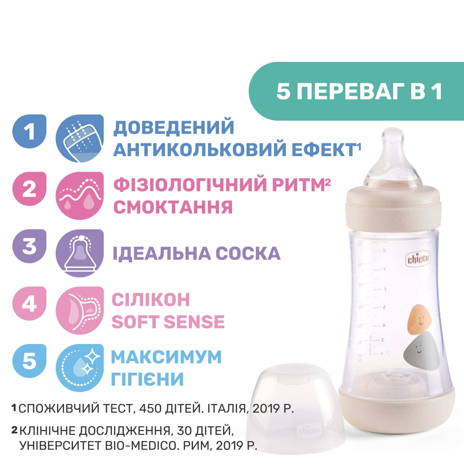Бутылочка для кормления Chicco Perfect 5, с силиконовой соской, 240 мл, бежевый (20223.30.40) - фото 5