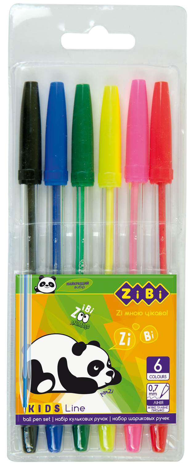 Кулькові ручки ZiBi Kids Line, 6 кольорів, 6 шт. (ZB.2011) - фото 1