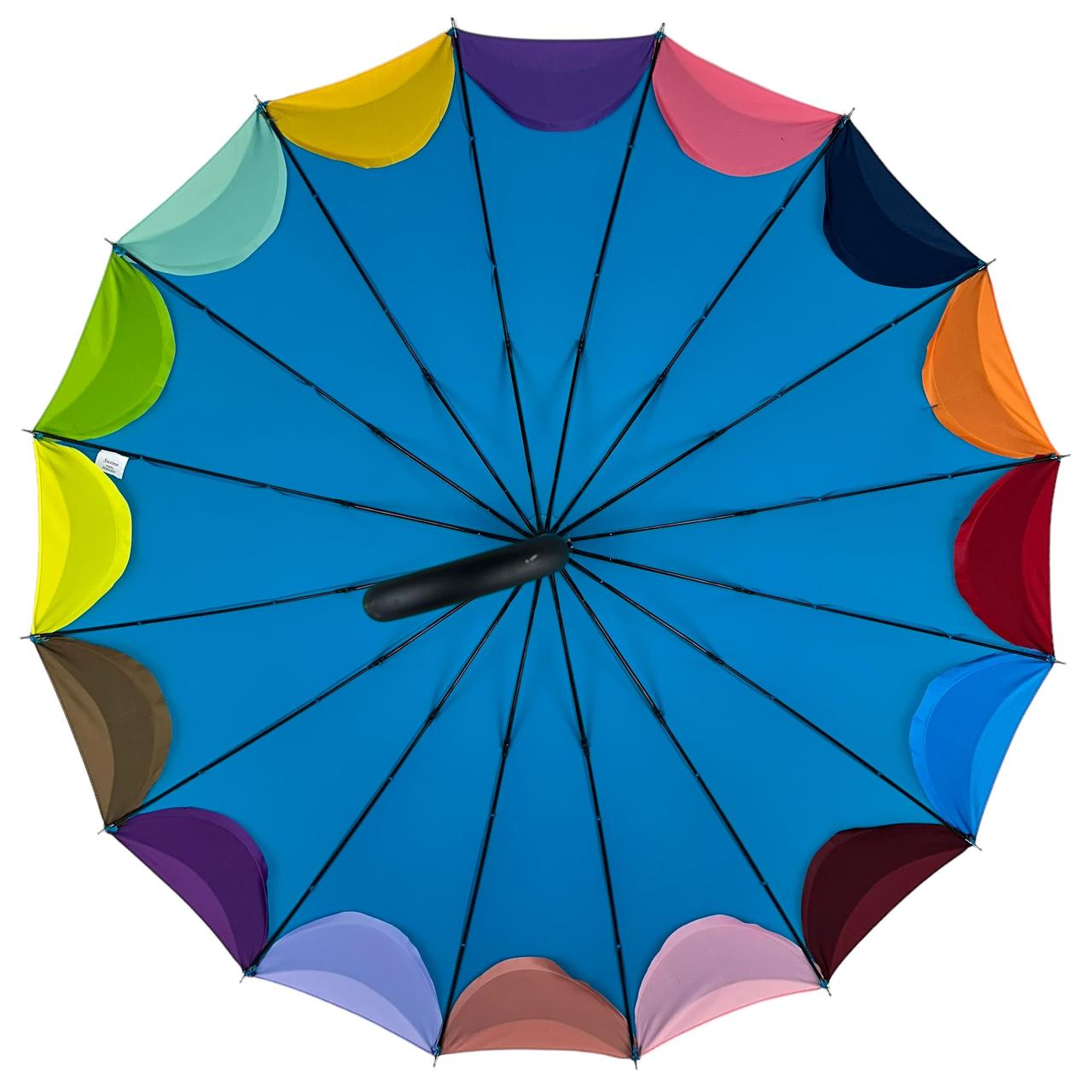 Жіноча парасолька-палиця напівавтомат Susino 102 см бірюзова - фото 4