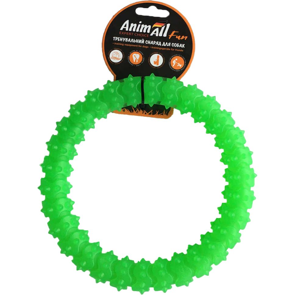 Іграшка для собак AnimAll Fun AGrizZzly Кільце з шипами зелена 20 см - фото 1