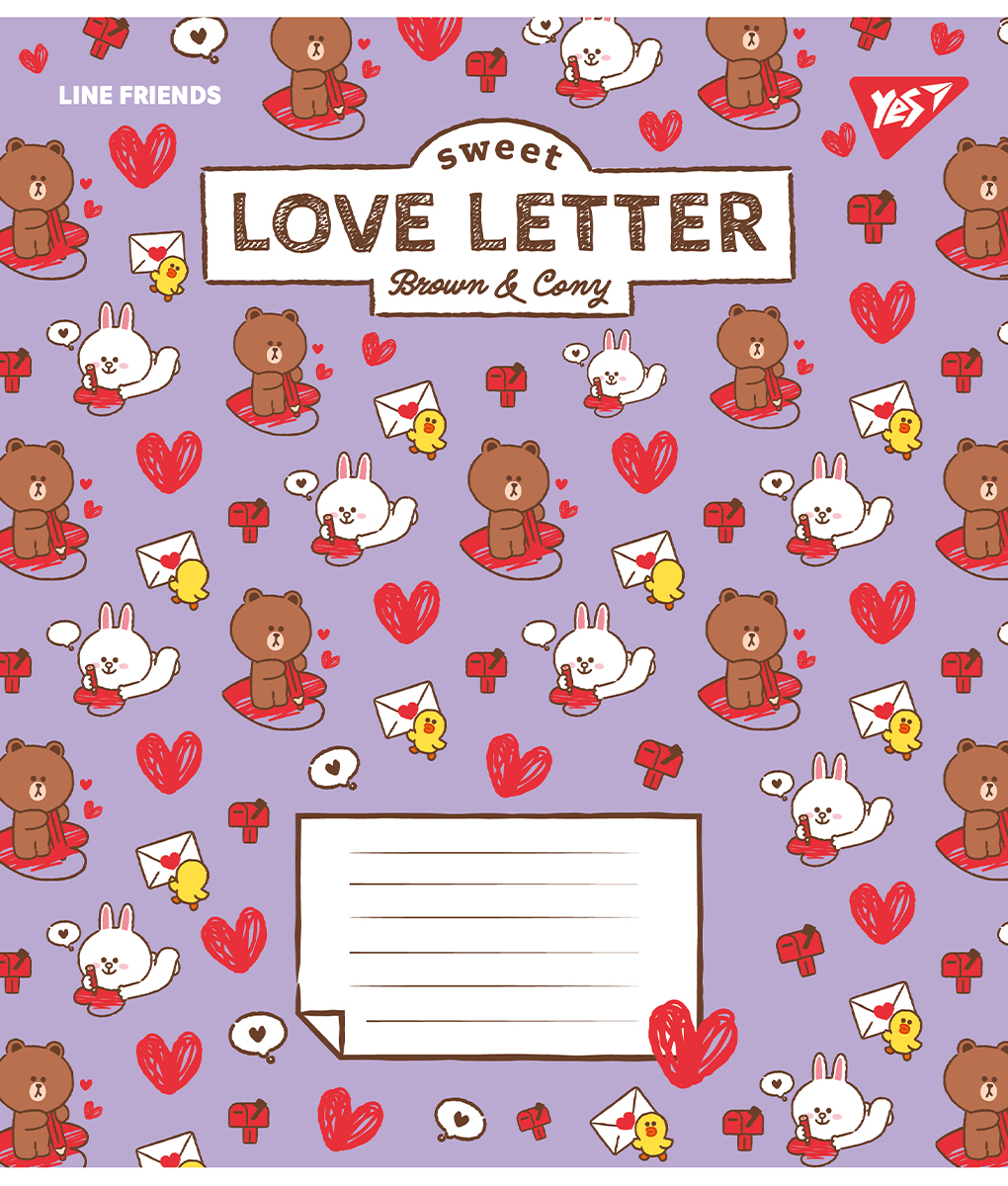 Набір зошитів Yes Line Friends. Love letter А5 в косу лінію 12 аркушів 25 шт. (766934) - фото 5