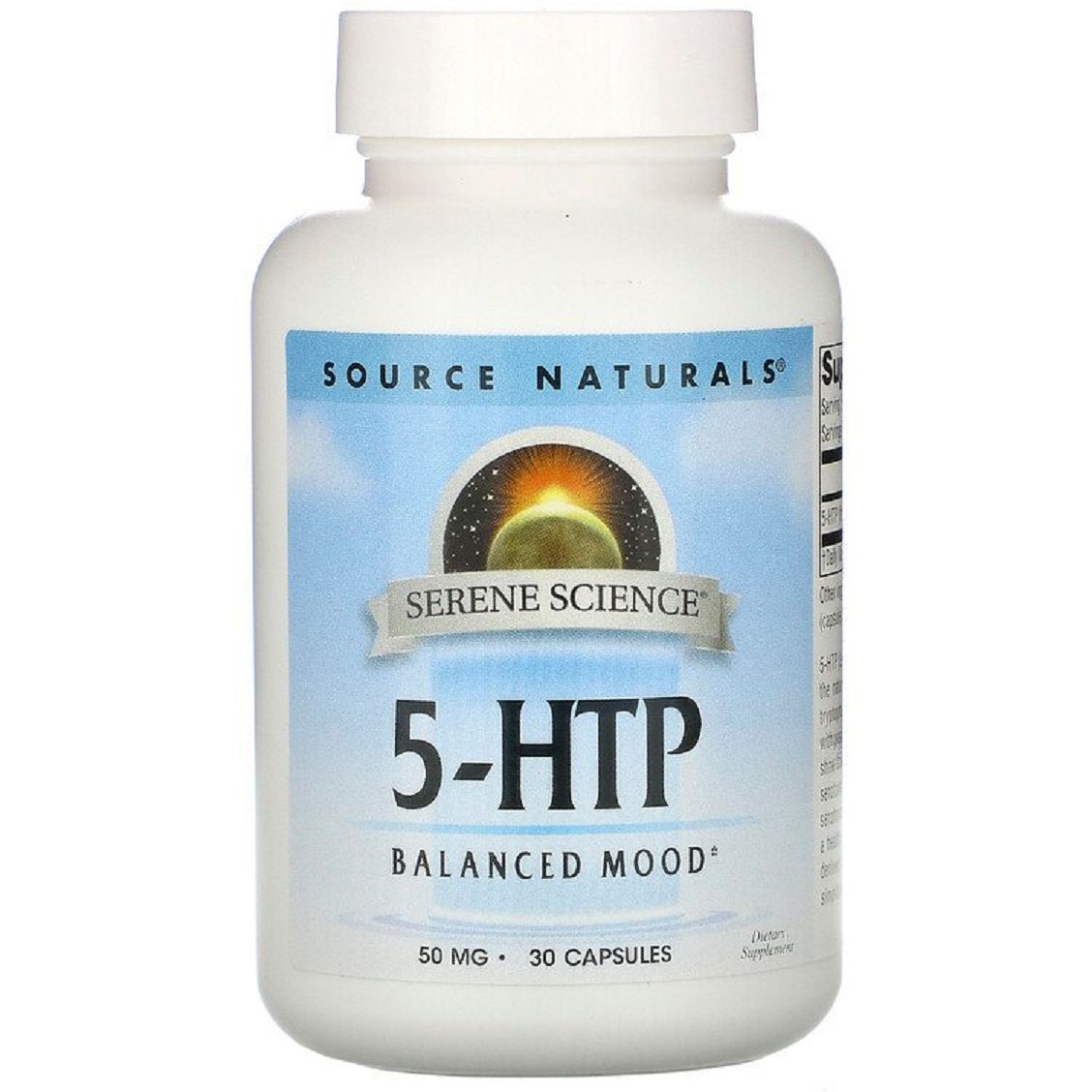 Аминокислота Source Naturals Serene Science 5-HTP Гидрокситриптофан 50 мг 30 желатиновых капсул - фото 1