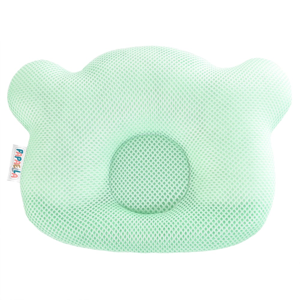 Подушка для младенцев ортопедическая Papaella Мишка, диаметр 8 см, мятный (8-32377) - фото 1