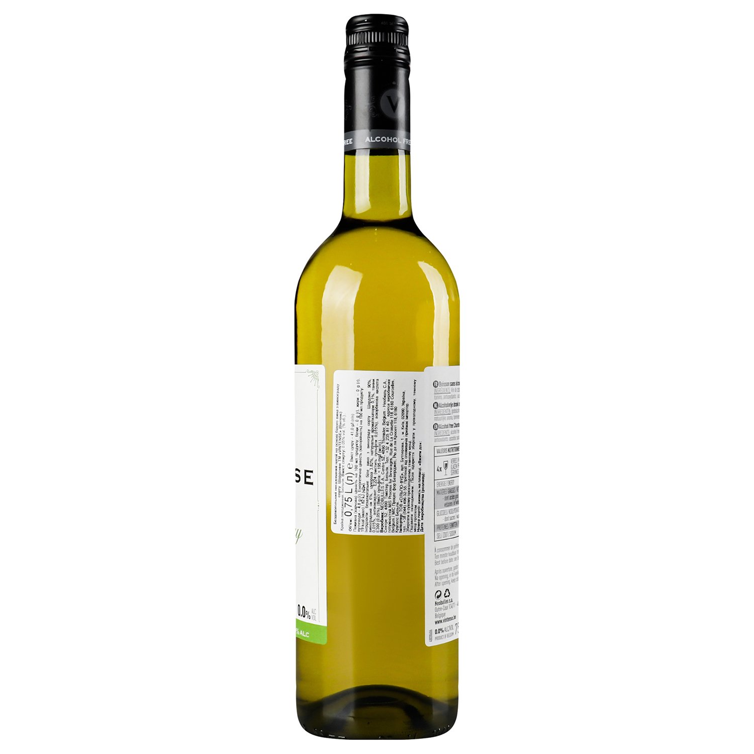Вино Vintense Chardonnay Alcohol Free, біле, напівсухе, 0,75 л (654450) - фото 2