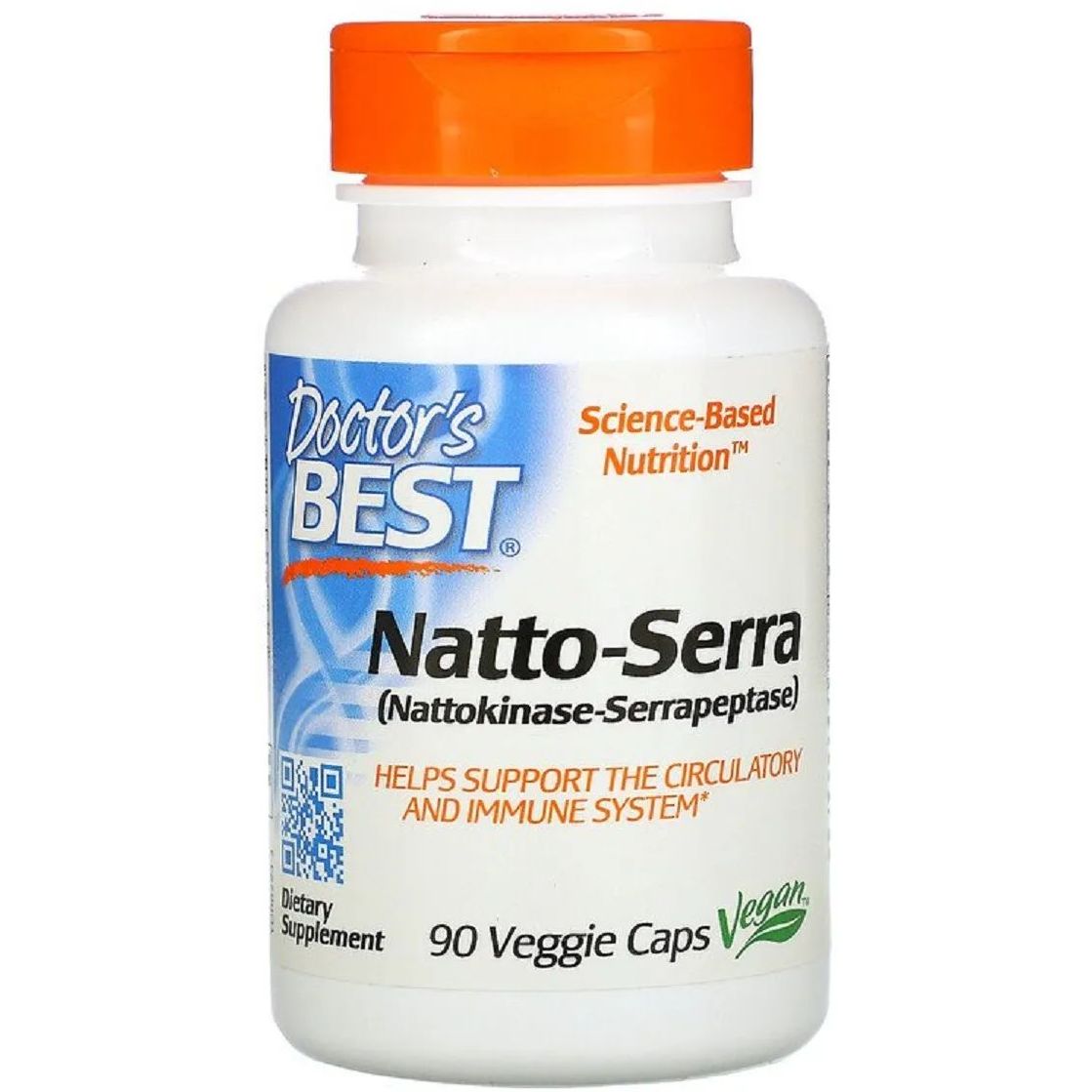 Наттокиназа и серрапептаза Doctor's Best Natto-Serra 90 вегетарианских капсул - фото 1