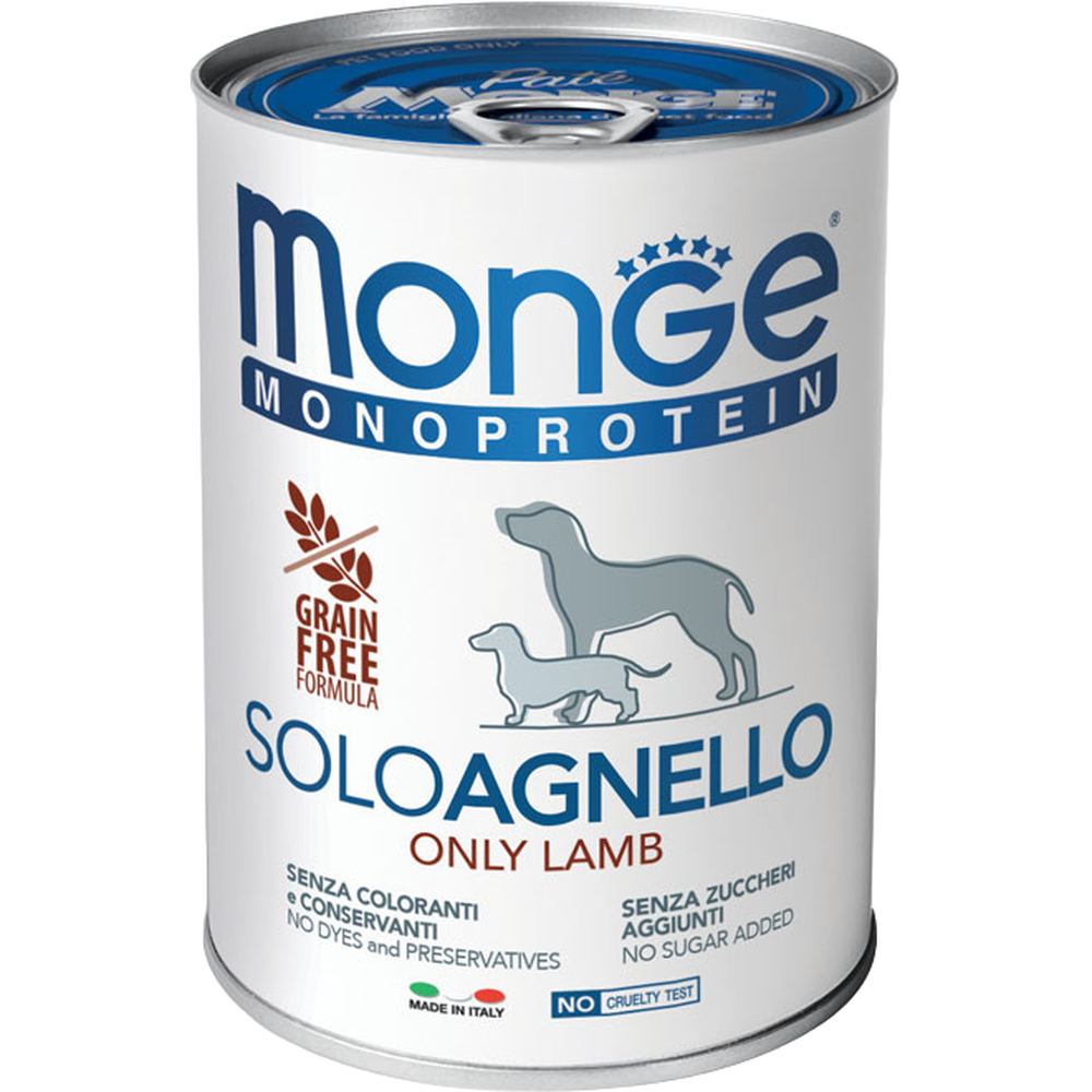 Влажный корм Monge Dog Solo, для взрослых собак, 100% ягненок, 400 г - фото 1