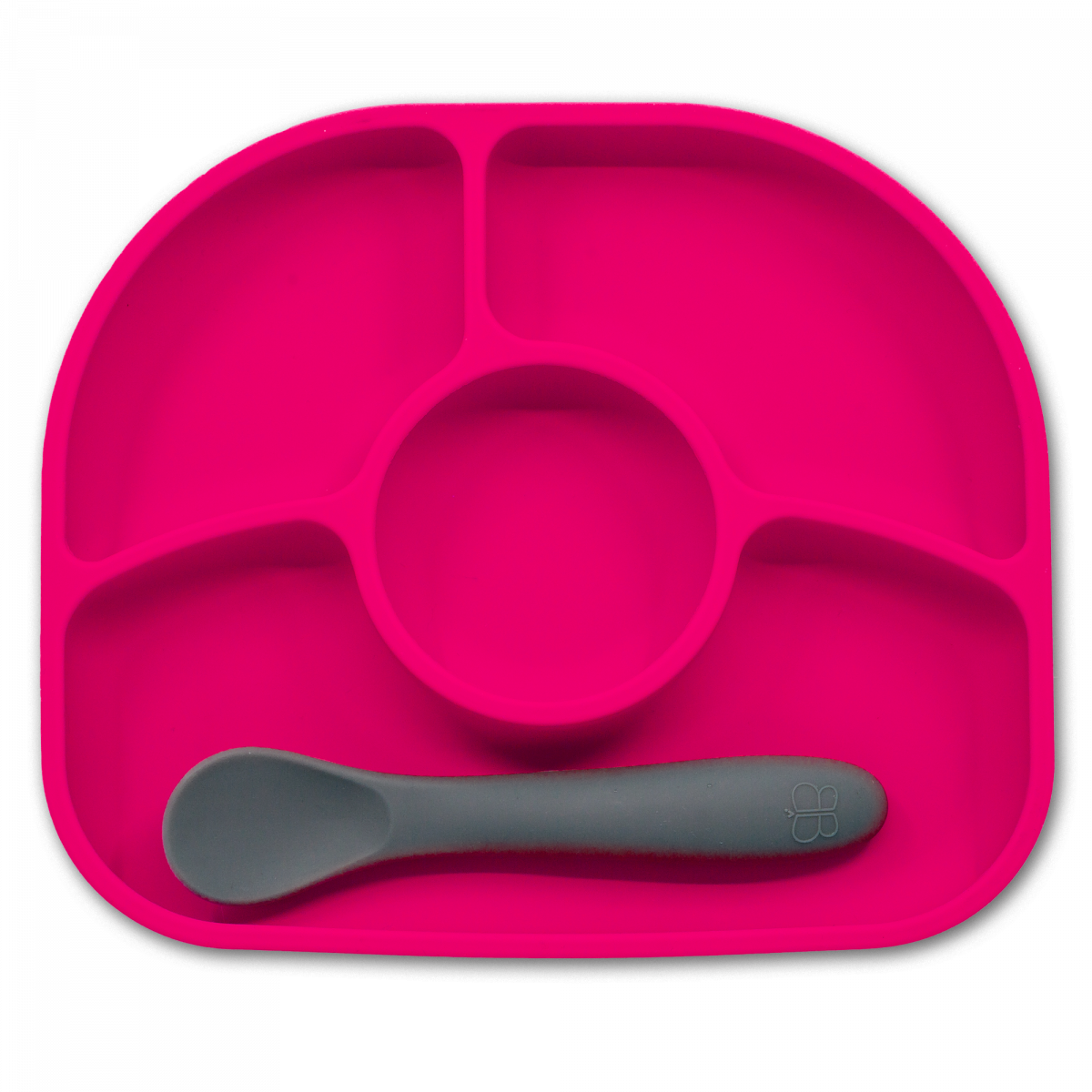 Силиконовая тарелка на присоске с ложкой BBluv, розовый (B0153-P) - фото 1