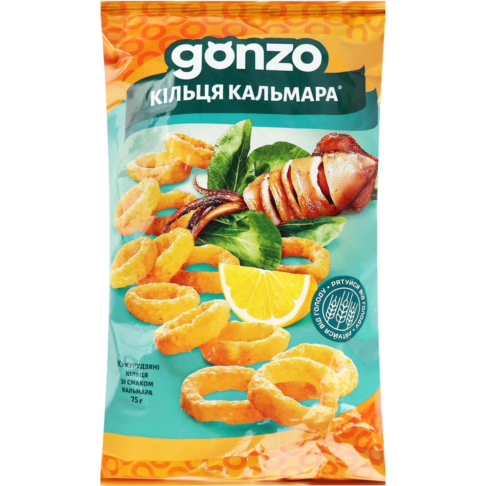 Кукурузные кольца Gonzo со вкусом кальмара 75 г - фото 1