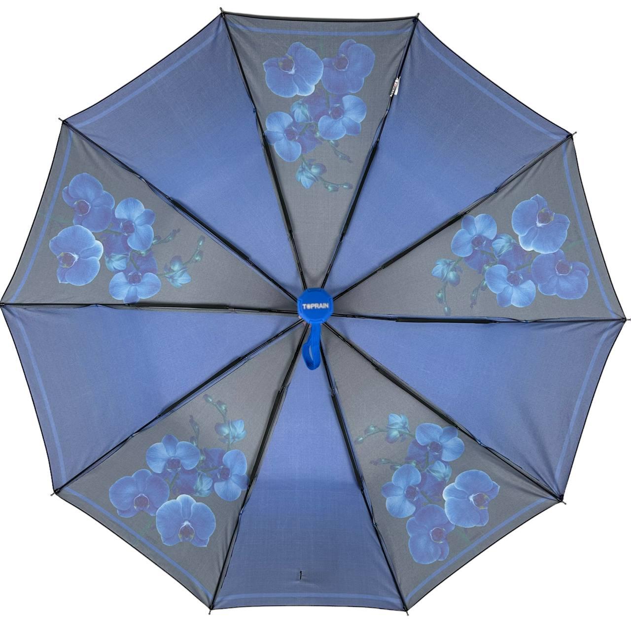Женский складной зонтик полуавтомат Toprain 99 см синий - фото 4