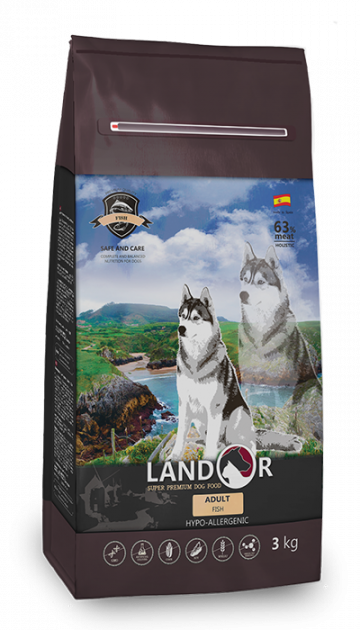 Сухий корм для собак усіх порід Landor, риба з рисом, 3 кг - фото 1