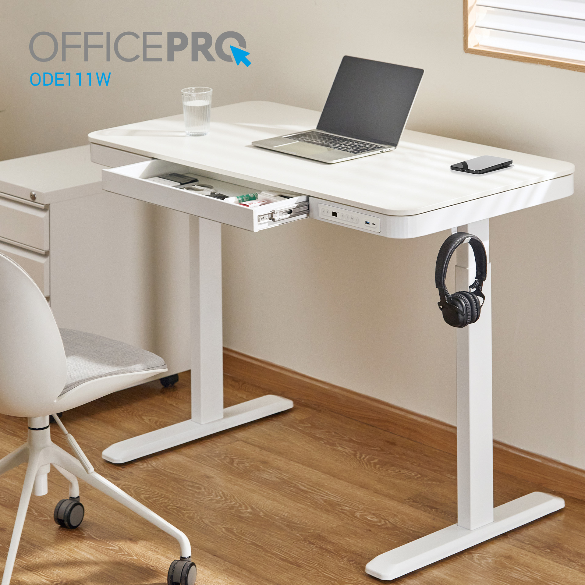 Компьютерный стол OfficePro с электрорегулировкой высоты белый (ODE111WW) - фото 16