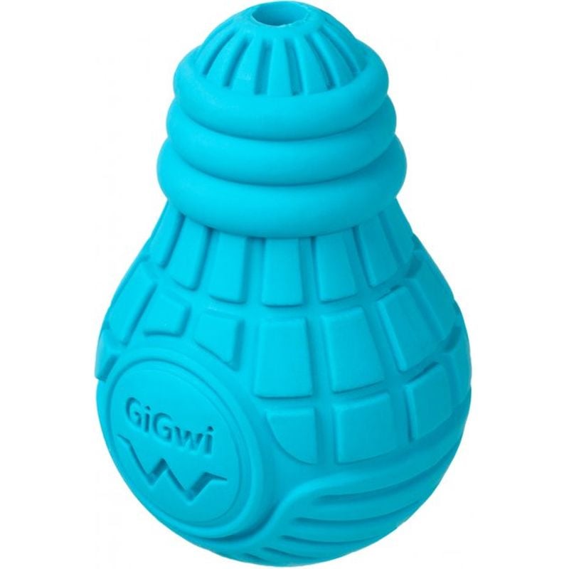 Игрушка для собак GiGwi Bulb Rubber, Лампочка резиновая, S, голубая, 9 см (2336) - фото 1