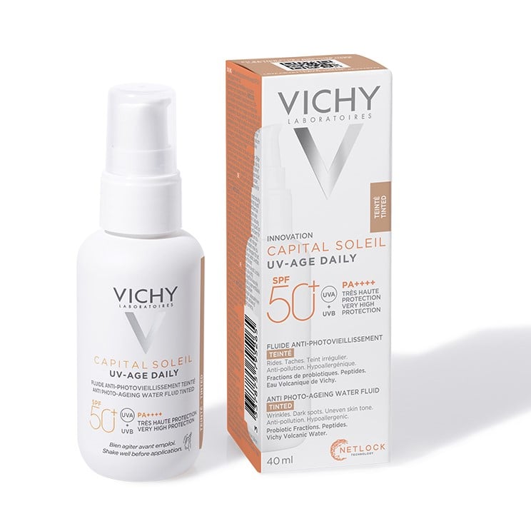Солнцезащитный невесомый флюид Vichy Capital Soleil против признаков фотостарения кожи лица, с универсальным тонирующим пигментом, SPF 50+, 40 мл (MB452100) - фото 3
