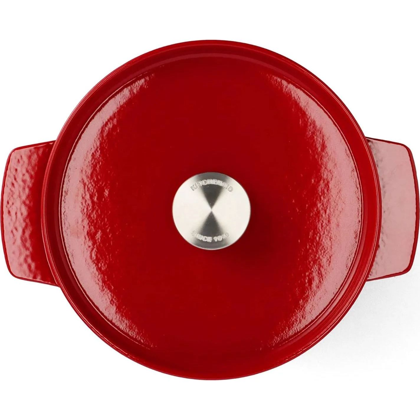 Каструля KitchenAid Cast Iron чавунна з кришкою 22 см 3.3 л червона (CCC006057-001) - фото 4