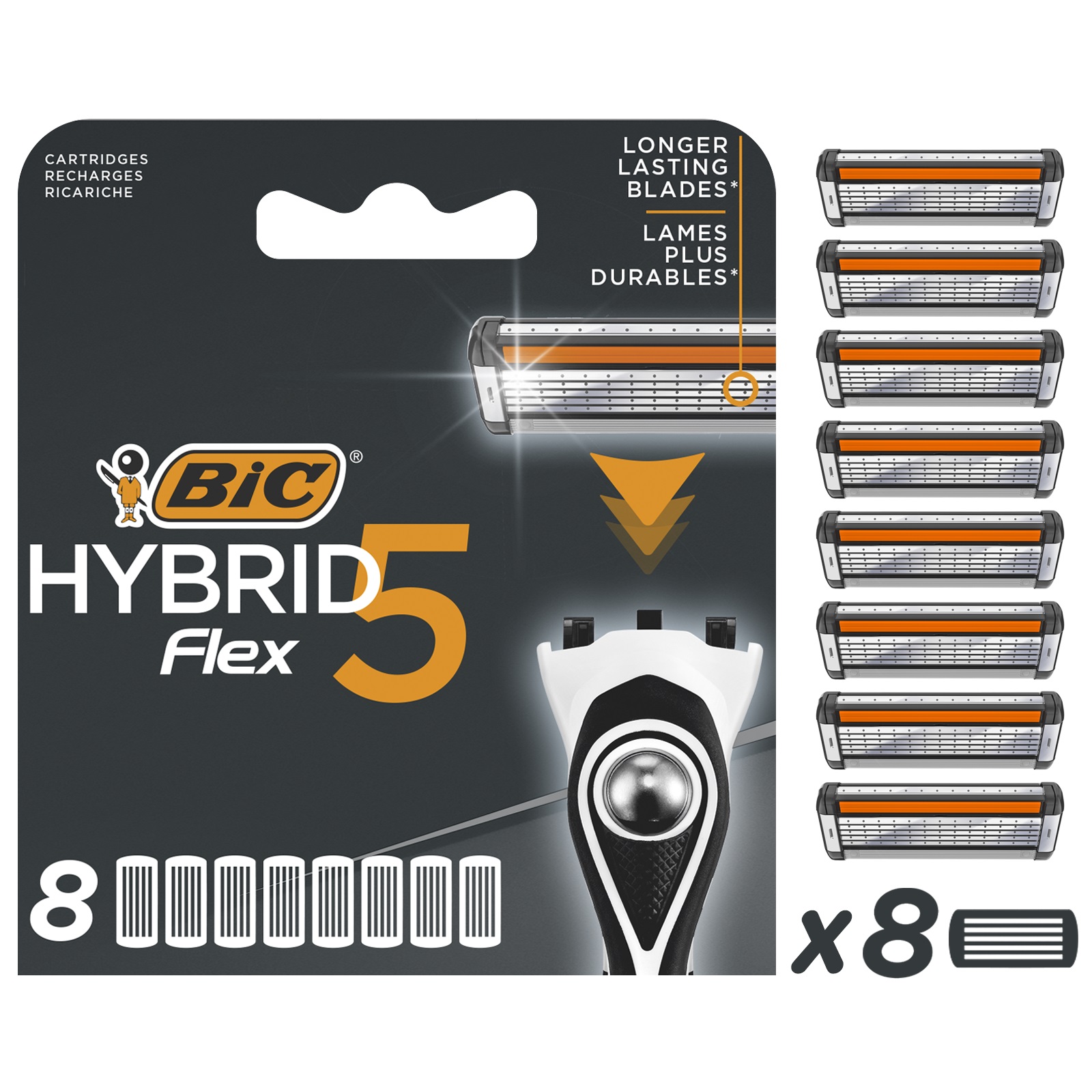 Змінні картриджі для гоління BIC Hybrid 5 Flex, 8 шт. - фото 1