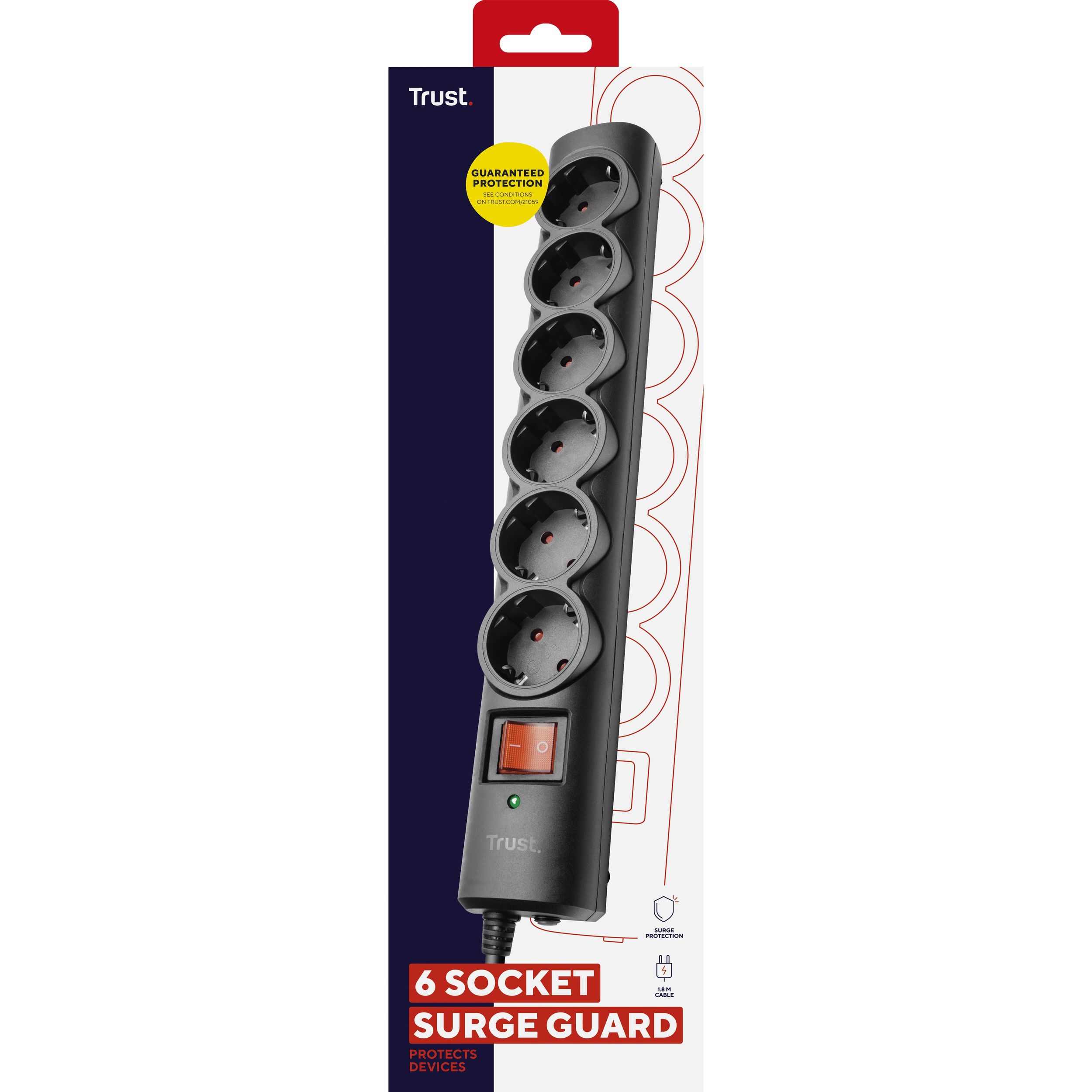 Сетевой фильтр Trust Surge Guard 6 ports 1.8 м Black (21059_TRUST) - фото 5