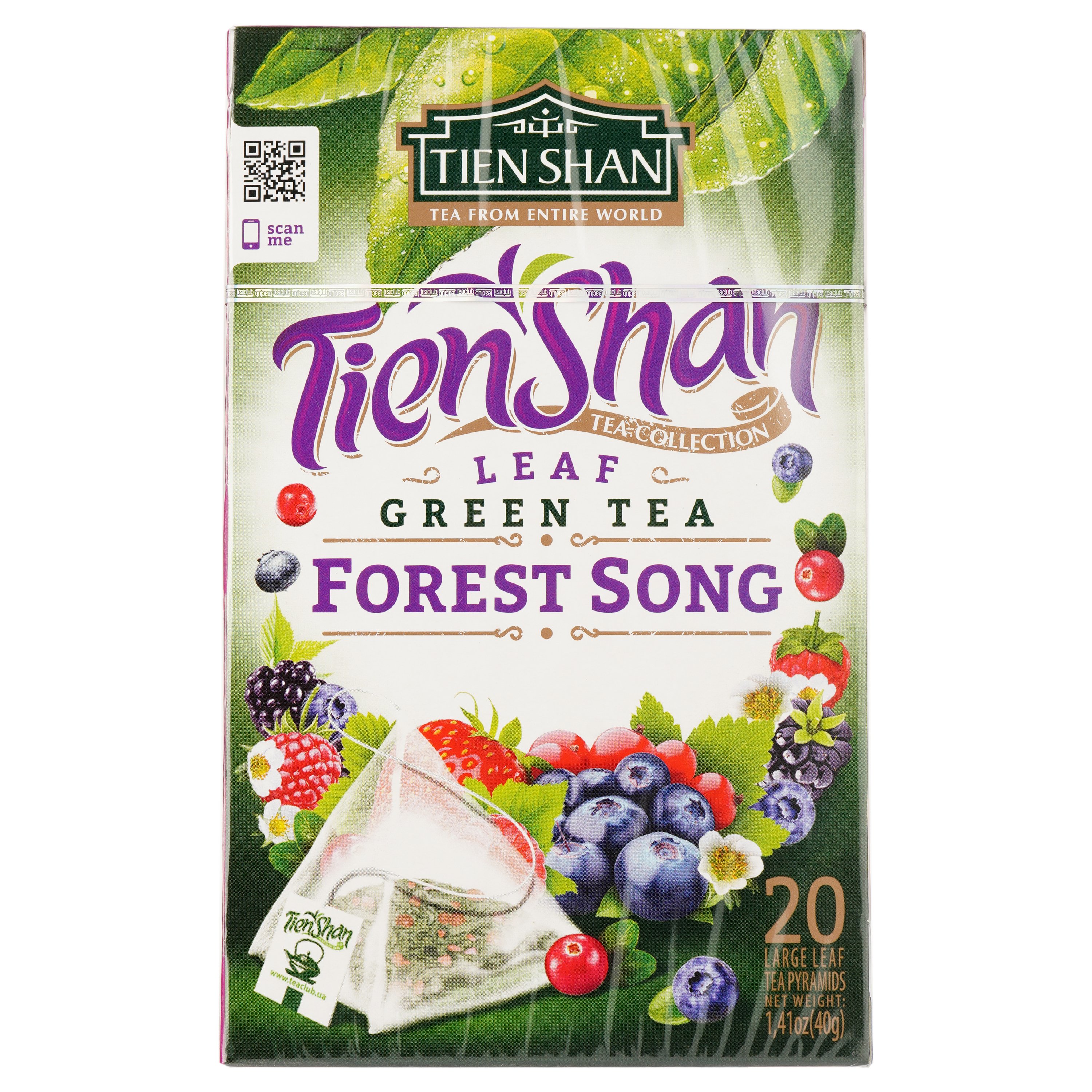 Чай зелений Tien Shan Лісова пісня, листовий, 20 пірамідок (915520) - фото 1