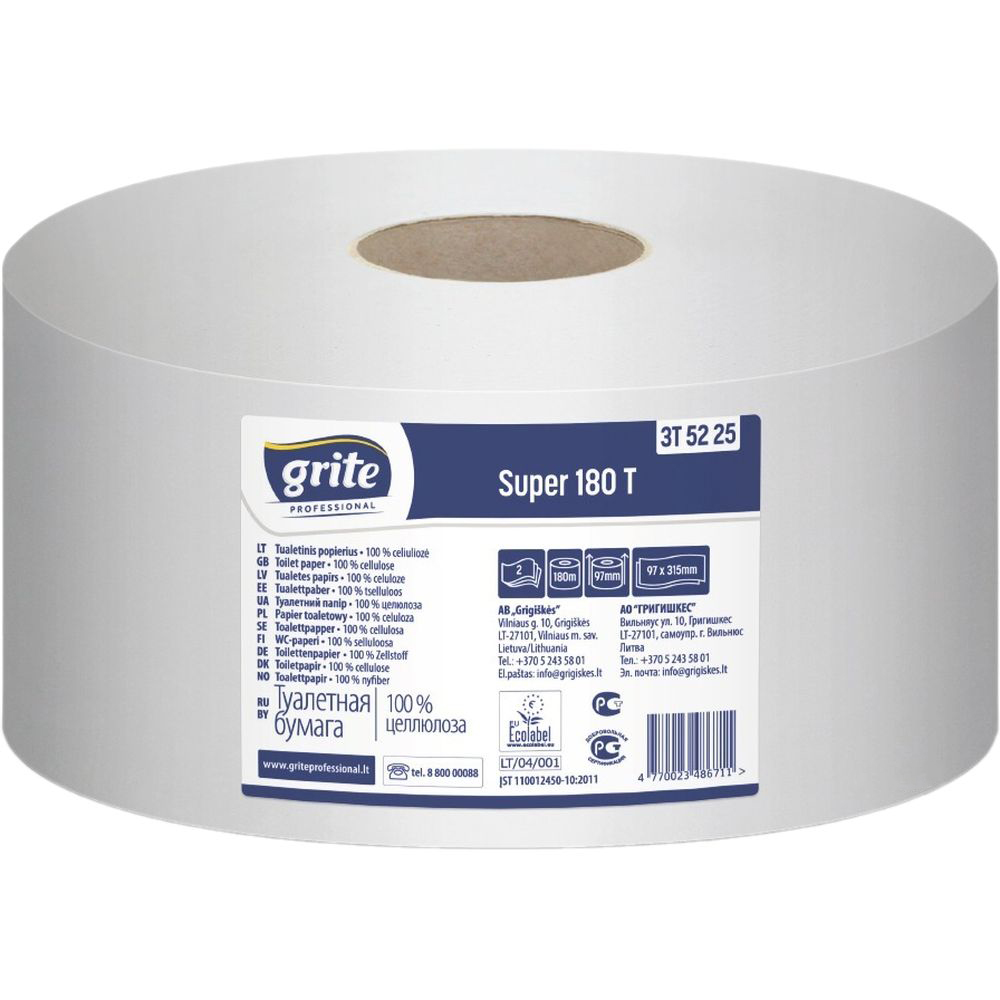 Туалетний папір Grite Super Джамбо 180 двошаровий 12 рулонів (3TGSPR1212) - фото 1